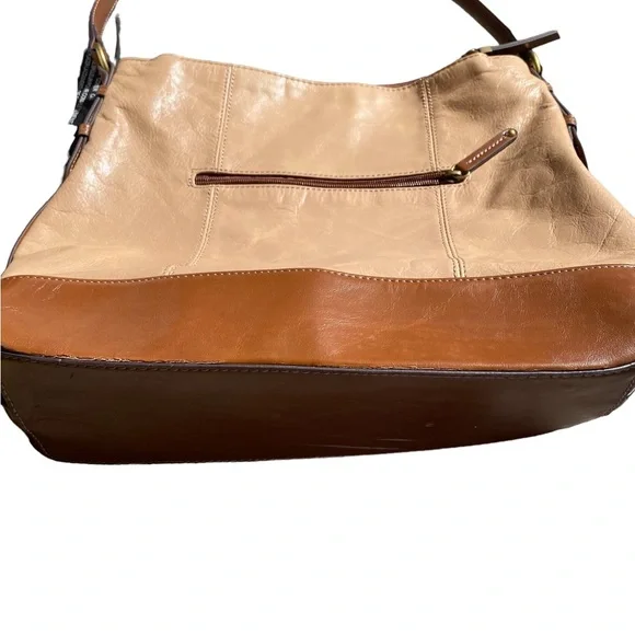 Tignanello Leather Tan and Brown Shoulder Bag Purse - Picture 7 of 14